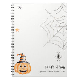 Caderno Espiral Estrelas na Web de Pumpkin Spider de Halloween Cut