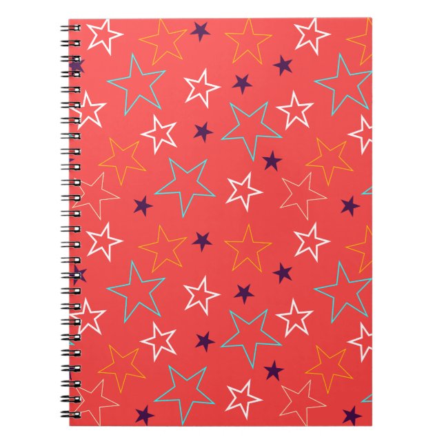 Caderno Espiral Estrelas Padrão Laranja (Frente)
