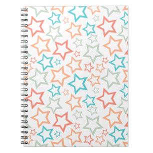 Caderno Espiral Estrelas Pastel Retro Fofo Verão Praia