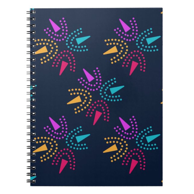 Caderno Espiral estrelas quic modernas africanas - azul marinho (Frente)