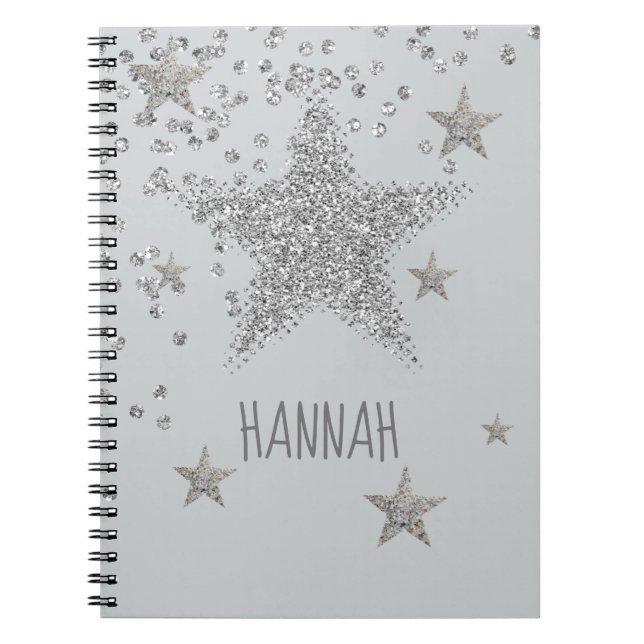 Caderno Espiral Estrelas Silver Sparkasse Personalizadas (Frente)