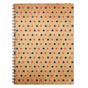 Caderno Espiral Estrelas Vintage: Textura de Papel Antigo