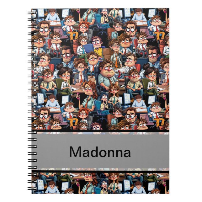 Caderno Espiral Estresse de trabalho preto (Frente)