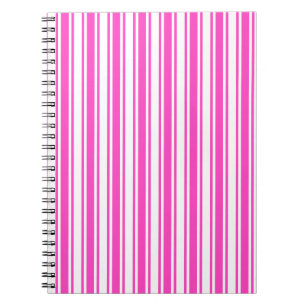 Caderno Espiral Estrias de doces brancas e rosa-quente