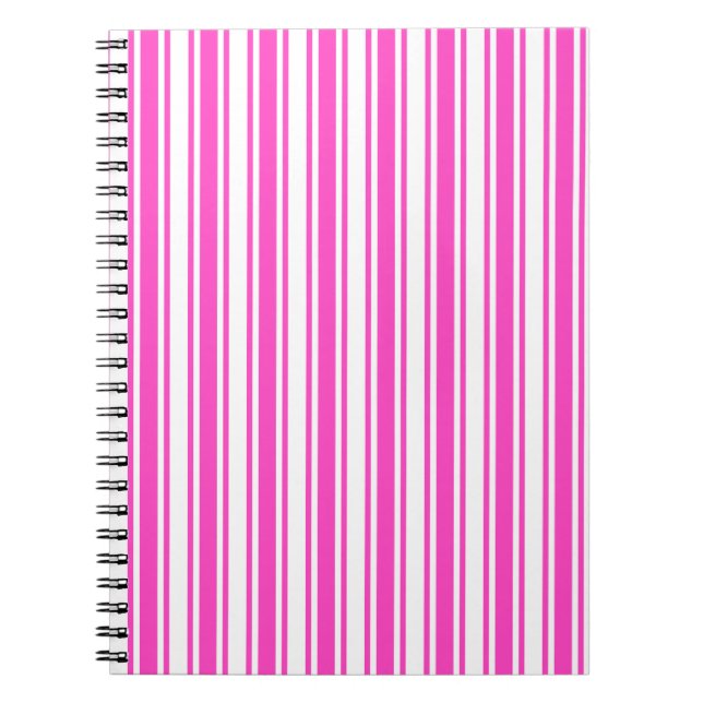 Caderno Espiral Estrias de doces brancas e rosa-quente (Frente)