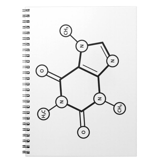 Caderno Espiral estrutura molecular cafeína (Frente)