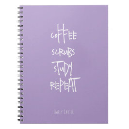 Caderno Espiral Estudante de Enfermagem Minimalista Café Lavanda