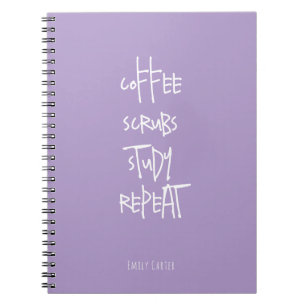 Caderno Espiral Estudante de Enfermagem Minimalista Café Lavanda