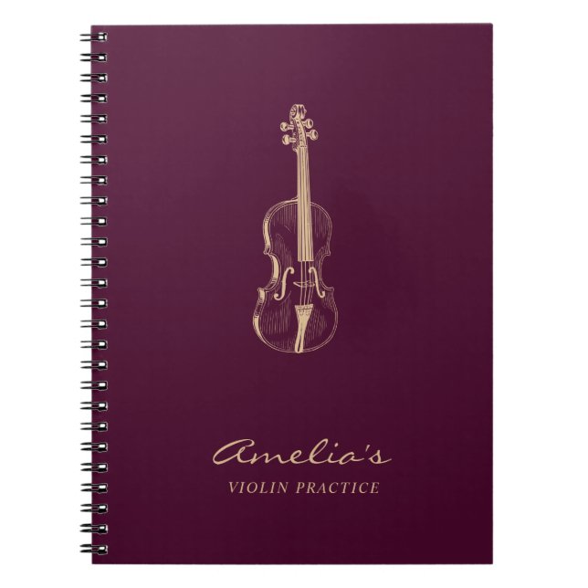 Caderno Espiral Estudante de Professores Violin Burgundy Elegante (Frente)