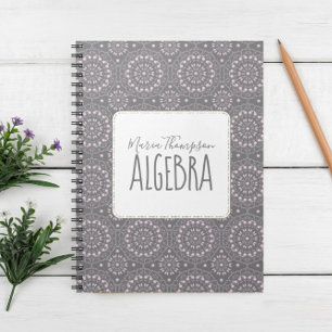 Caderno Espiral Estudante Simples Chic Moderno Assunto Cinza Rosa
