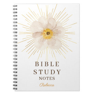 Caderno Espiral Estudo Bíblico Personalizado Elegante em Dourado S