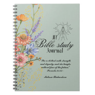Caderno Espiral Estudo de Bíblia Personalizado Adicionar Nome e Fé