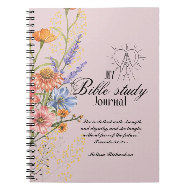 Caderno Espiral Estudo de Bíblia Personalizado Adicionar Nome e Fé (Frente)