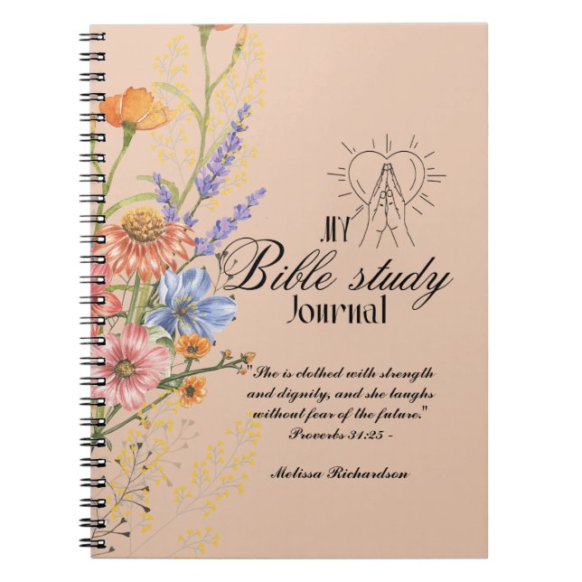 Caderno Espiral Estudo de Bíblia Personalizado Adicionar Nome e Fé (Frente)