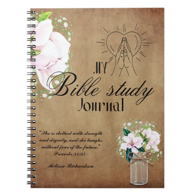 Caderno Espiral Estudo de Bíblia Personalizado Adicionar Nome e Fé (Frente)