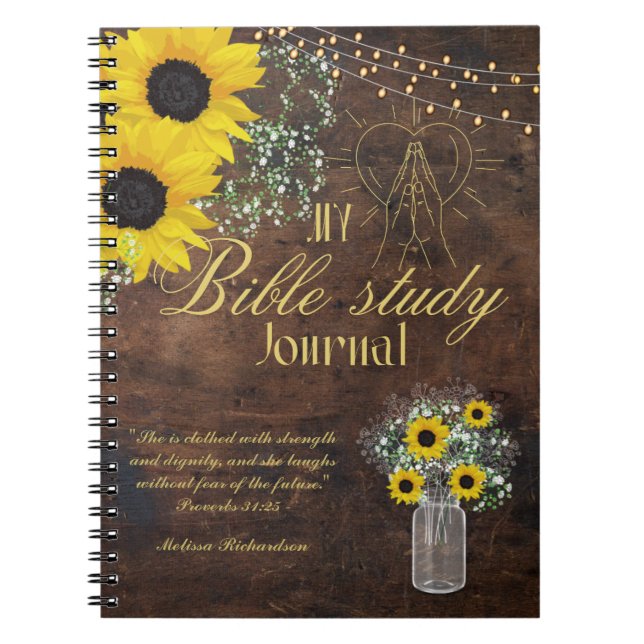Caderno Espiral Estudo de Bíblia Personalizado Adicionar Nome e Fé (Frente)