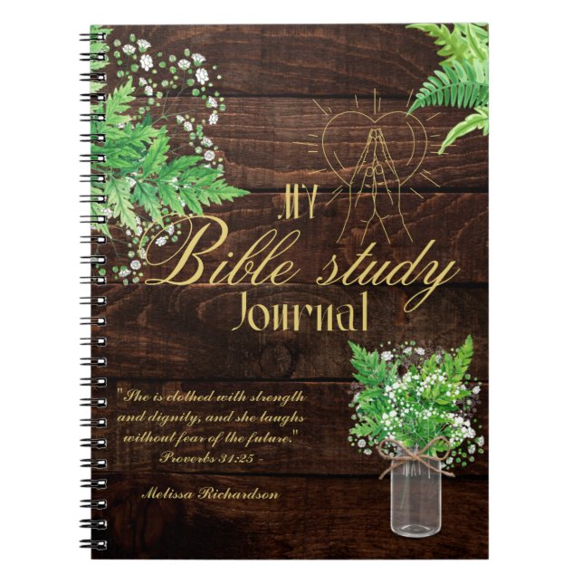 Caderno Espiral Estudo de Bíblia Personalizado Adicionar Nome e Fé (Frente)