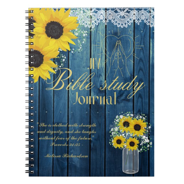 Caderno Espiral Estudo de Bíblia Personalizado Adicionar Nome e Fé (Frente)