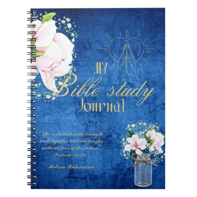 Caderno Espiral Estudo de Bíblia Personalizado Adicionar Nome e Fé (Frente)