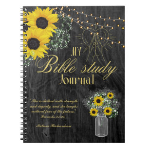 Caderno Espiral Estudo de Bíblia Personalizado Adicionar Nome e Fé