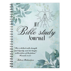 Caderno Espiral Estudo de Bíblia Personalizado Adicionar Nome e Fé