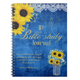 Caderno Espiral Estudo de Bíblia Personalizado Adicionar Nome e Fé