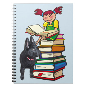 Caderno Espiral Estudo do Buddy GSD Puppy e School Girl em livros