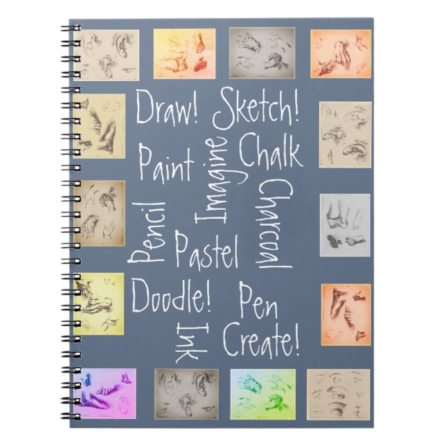 Caderno Espiral Estudos de desenhar, pintura, esboço e antiguidade (Frente)