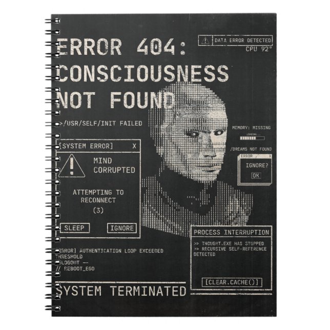 Caderno Espiral Esvaziado - Desenho de Streetwear Tecno-Brutalist (Frente)