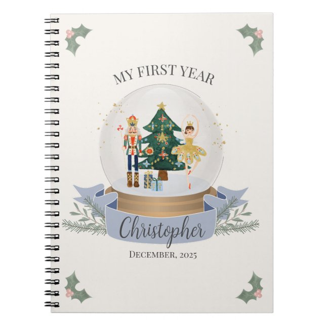 Caderno Espiral Etapa do primeiro ano do Chá de fraldas de quebra- (Frente)