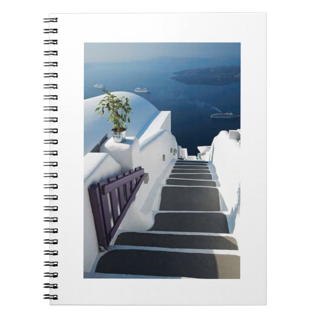 Caderno Espiral Etapas de Santorini Oia, piscina (Frente)