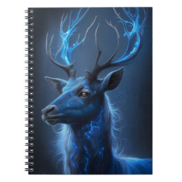 Caderno Espiral Ethereal Neon Stag | Mystic Blue Fantasy Deer Note