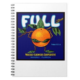 Caderno Espiral Etiqueta de Laranjas da Marca do cheio