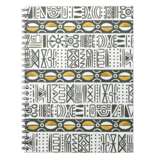 Caderno Espiral Etnia africana, padrão sem costura de aquarela.