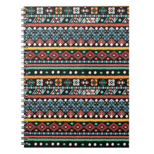 Caderno Espiral Étnica Boho: Impressão de pixel geométrico