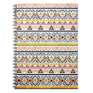 Caderno Espiral Etno Folk Retro.
