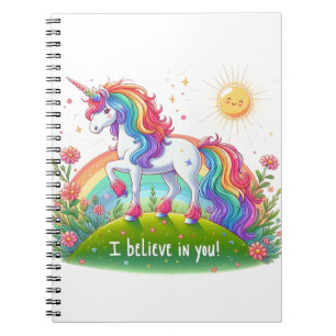 Caderno Espiral Eu acredito em você... unicórnios.