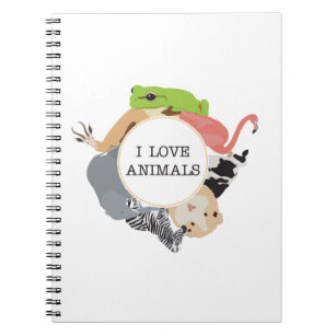 Caderno Espiral Eu adoro animais para Amantes de os animais
