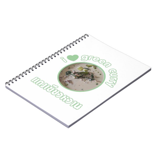 Caderno Espiral Eu Adoro Curry Verde Tailandês... Comida da rua Ta (Left Side)