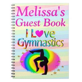 CADERNO ESPIRAL EU ADORO GINÁSTICO PERSONALIZADO LIVRO DE CONVIDAD
