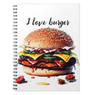 Caderno Espiral Eu adoro hambúrguer