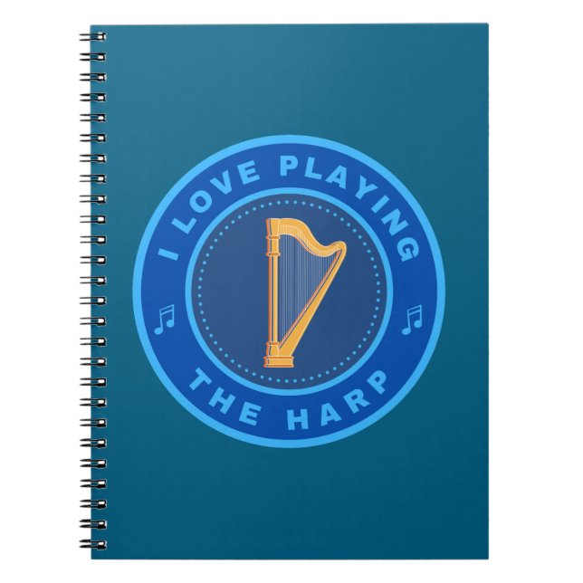 Caderno Espiral Eu adoro jogar Harp (Frente)