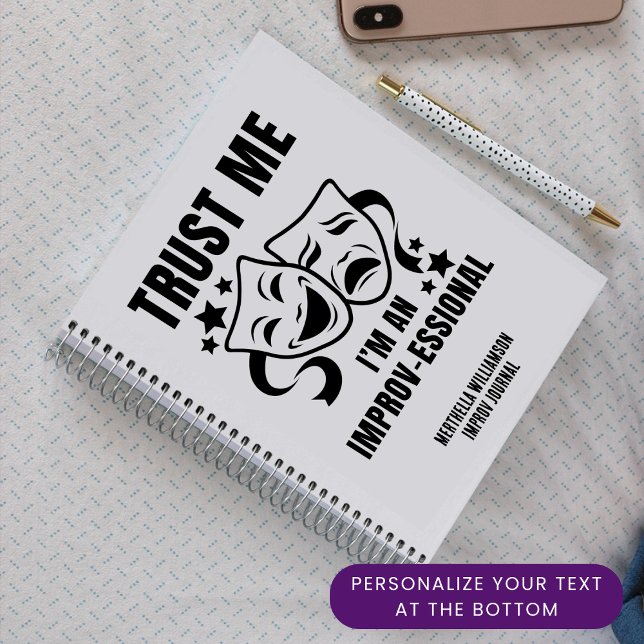Caderno Espiral Eu adoro o Diário de Evangelismo Cristão IMPROV (Fun TRUST ME I'M AN IMPROV-ESSIONAL Notebook with CUSTOMIZABLE TEXT)