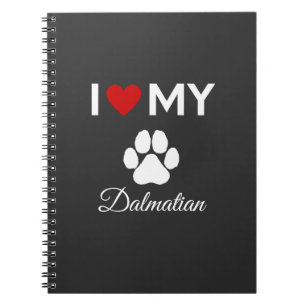 Caderno Espiral Eu adoro o texto personalizado do cão Dalmático