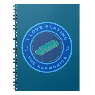 Caderno Espiral Eu adoro tocar a Harmonica