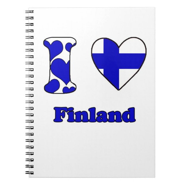 Caderno Espiral Eu amo a Finlândia (Frente)