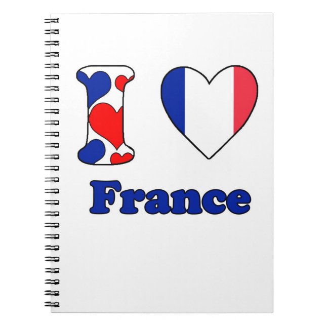 Caderno Espiral Eu amo a França (Frente)