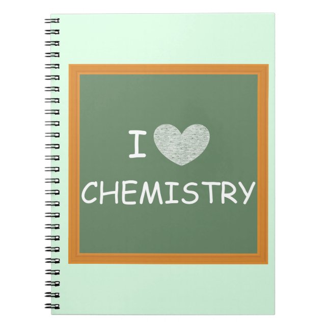 Caderno Espiral Eu amo a química (Frente)