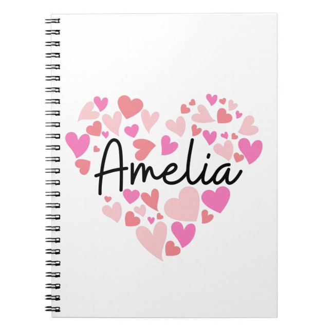 Caderno Espiral Eu amo Amelia (Frente)
