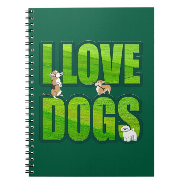 Caderno Espiral Eu amo cachorros (Frente)